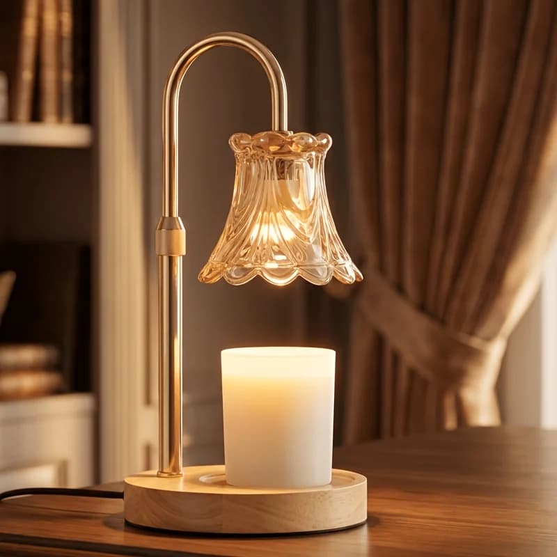 Lampada Scaldacera a Forma di Fiore, Altezza Regolabile, con Timer e Dimmer, Scaldacera per Cera Profumata, Decorazione per la Stanza, Regalo per la Mamma (Lampadina Non Inclusa)