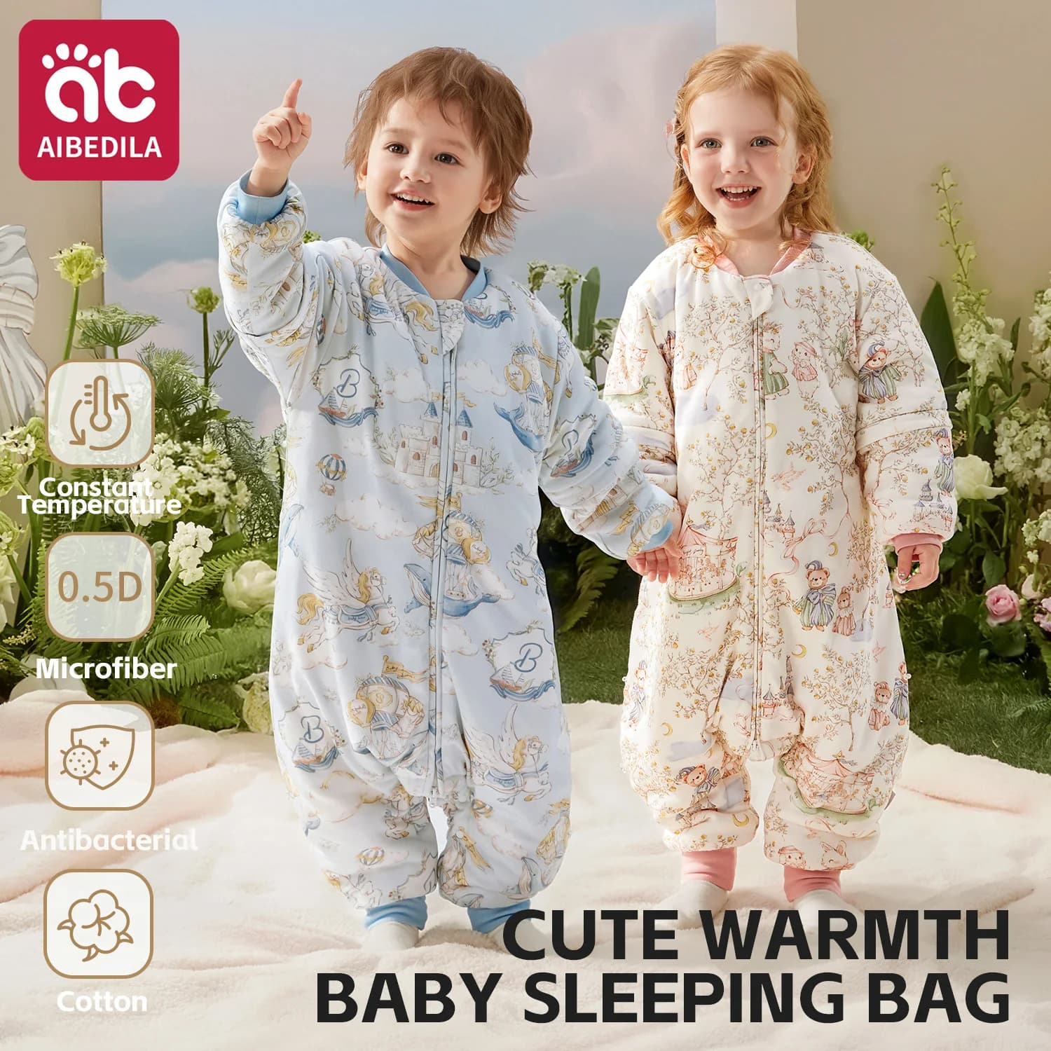 AIBEDILA Children's bed Soft and cozy Baby bed Super hot quilt cover with removable sleeves 6M-7Y Boy/girl