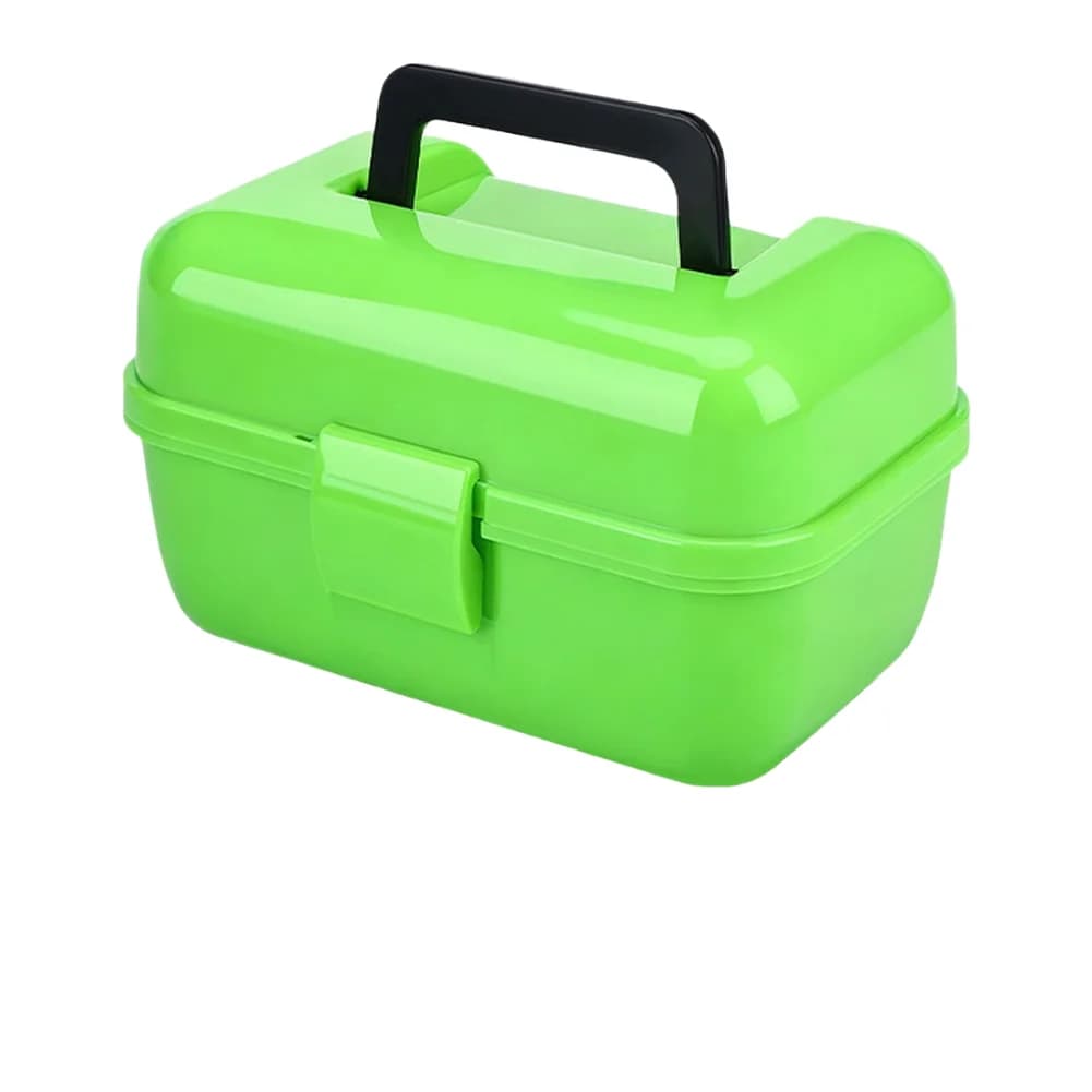 Fishing equipment box with two-layer design and folding handle to arrange for storing baits and easy to carry