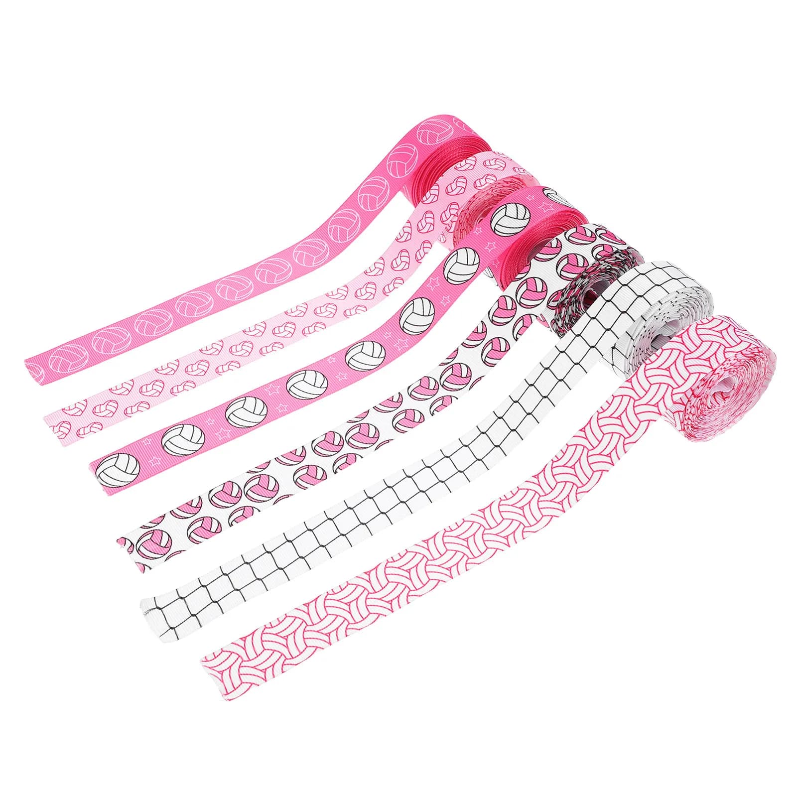 6 pezzi di nastro grosgrain rosa per pallavolo, stile sportivo, nastro per confezioni fai da te, per decorazioni di squadra, bomboniere