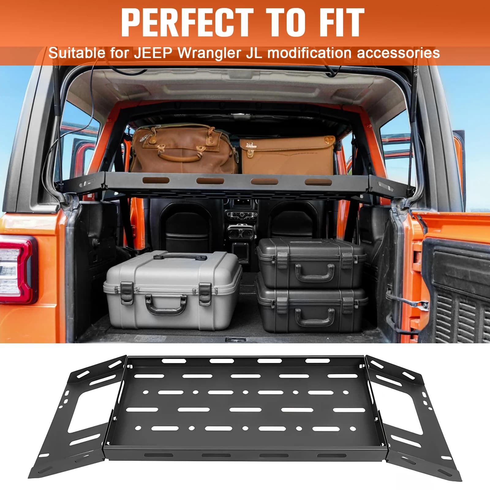 Portapacchi per bagagliaio posteriore, cestino, ripiano in acciaio, portaoggetti interno, portapacchi per accessori Jeep Wrangler JL