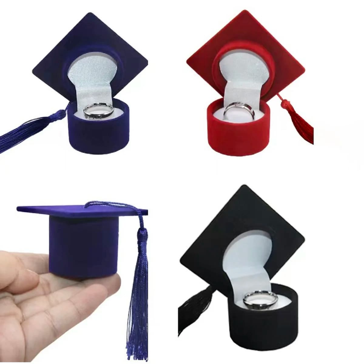 Scatola portaoggetti per gioielli a forma di berretto da laurea, mini scatola per anelli per proposta di stagione di laurea, regalo perfetto per souvenir di addio al celibato e nel campus