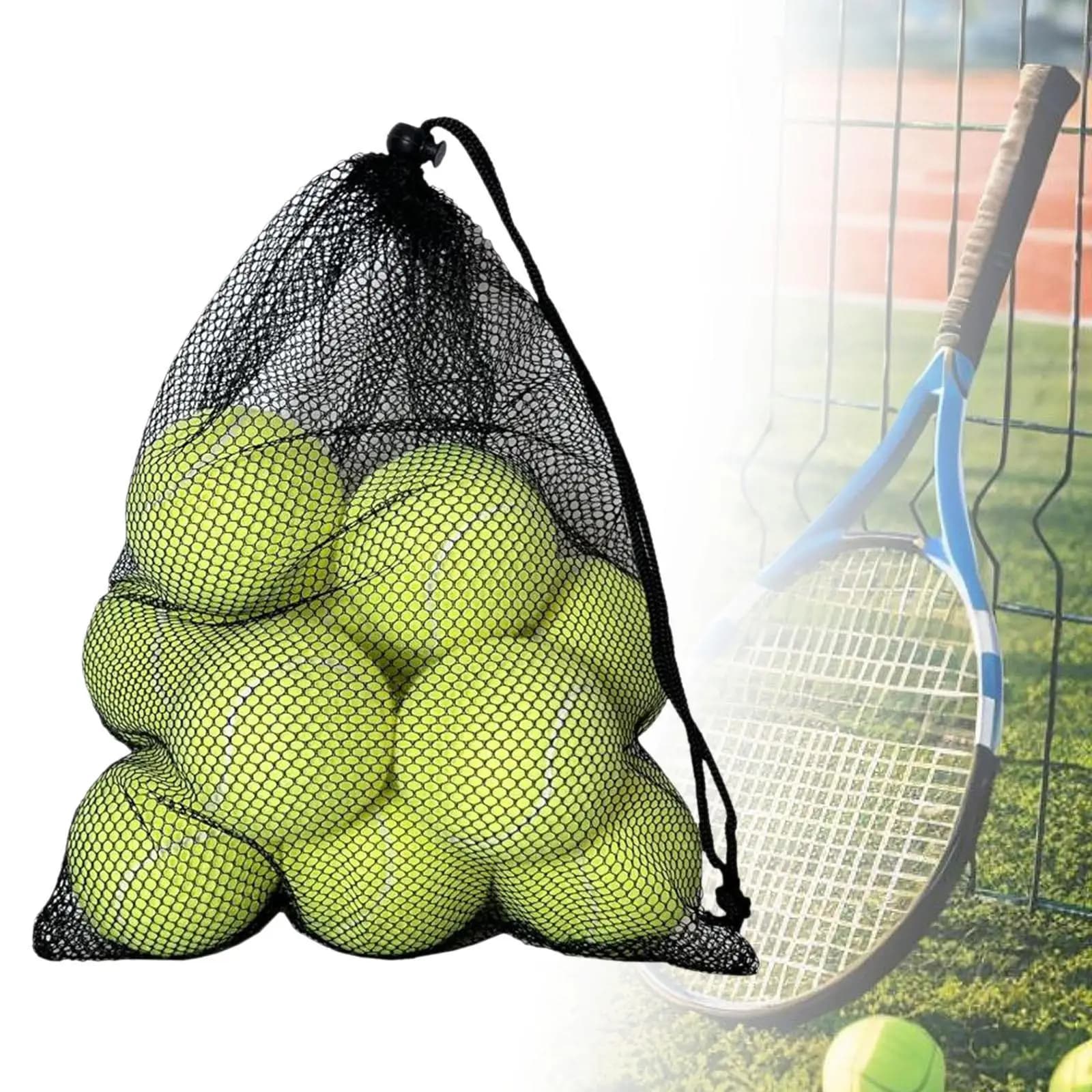 Tennis Balls Set for Practice and Training 6.4cm Diameter Elastic Rubber Felt Workout Portable Bag for Sport Kids Adults