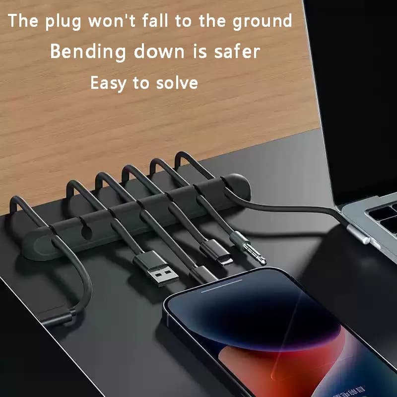 Organizzatore di Cavi Autoadesivo, Supporto Fisso per Cavi di Alimentazione, Mouse, Cuffie, Avvolgicavo per Telefono Cellulare, in Silicone per Scrivania