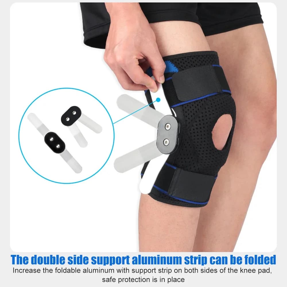 1 PC Supporto professionale per ginocchiera con stabilizzatori laterali e cuscinetti in EVA Dolore al ginocchio Corsa dal menisco Strappo ACL Artrite