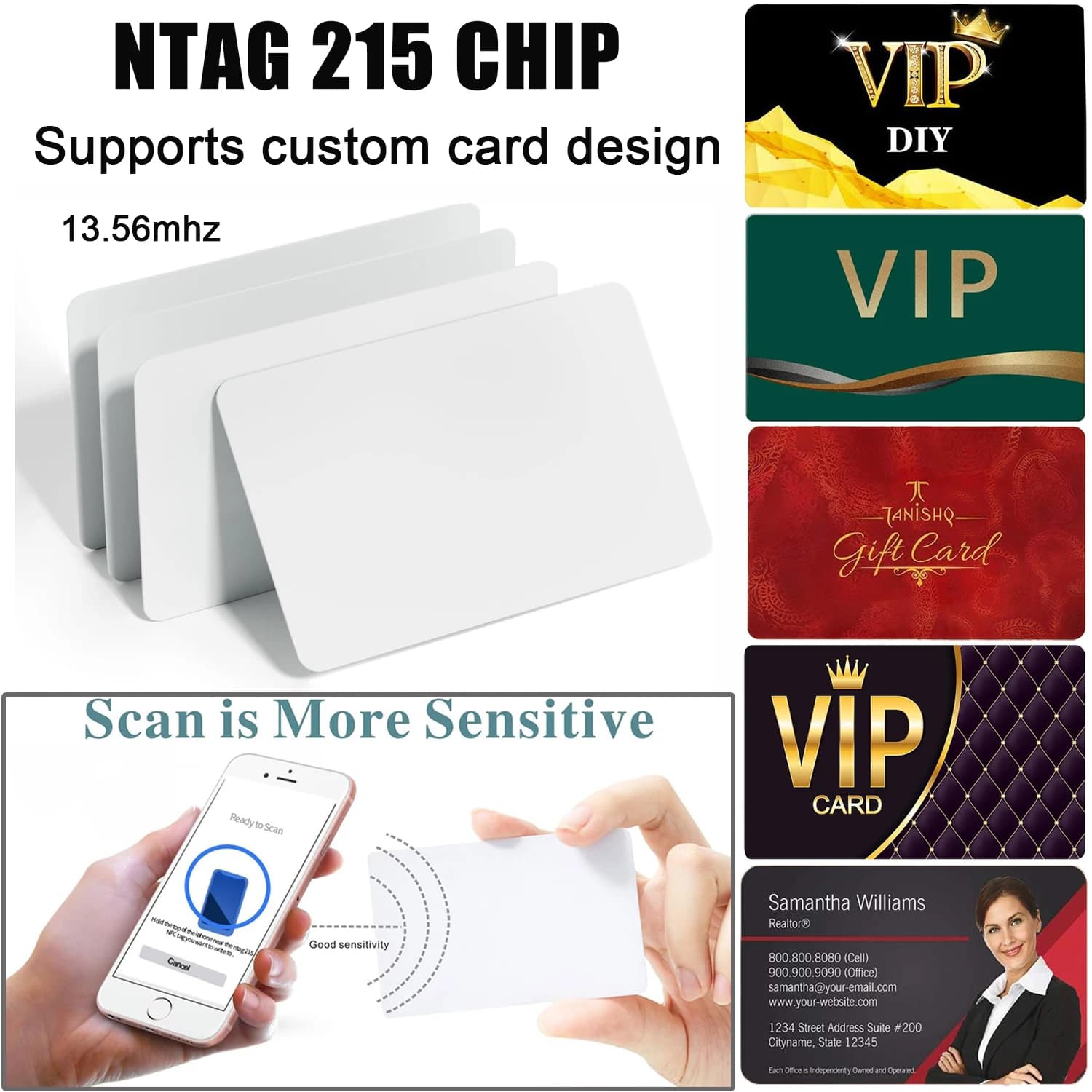 Schede NFC tag NFC scheda NFC 215 bianco vuoto biglietto da visita NFC tag NFC 504 byte per dispositivi di telefoni RFID digitale Smart 13.56MHz