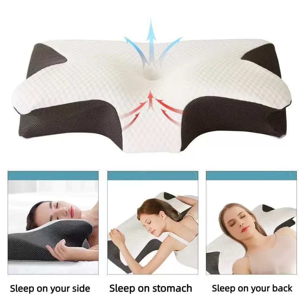 Nuovo Cuscino Cervicale Ergonomico a Farfalla in Memory Foam 2026, Ortopedico a Lento Ritorno per Chi Dorme su un Fianco o sulla Schiena, Supporto per il Collo