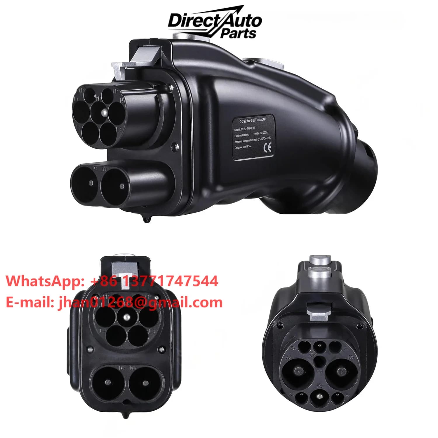 High Quality CCS2 to GBT 250A 1000V DC Charging Station Waterproof Vehicle Portable EV Charger Adapter