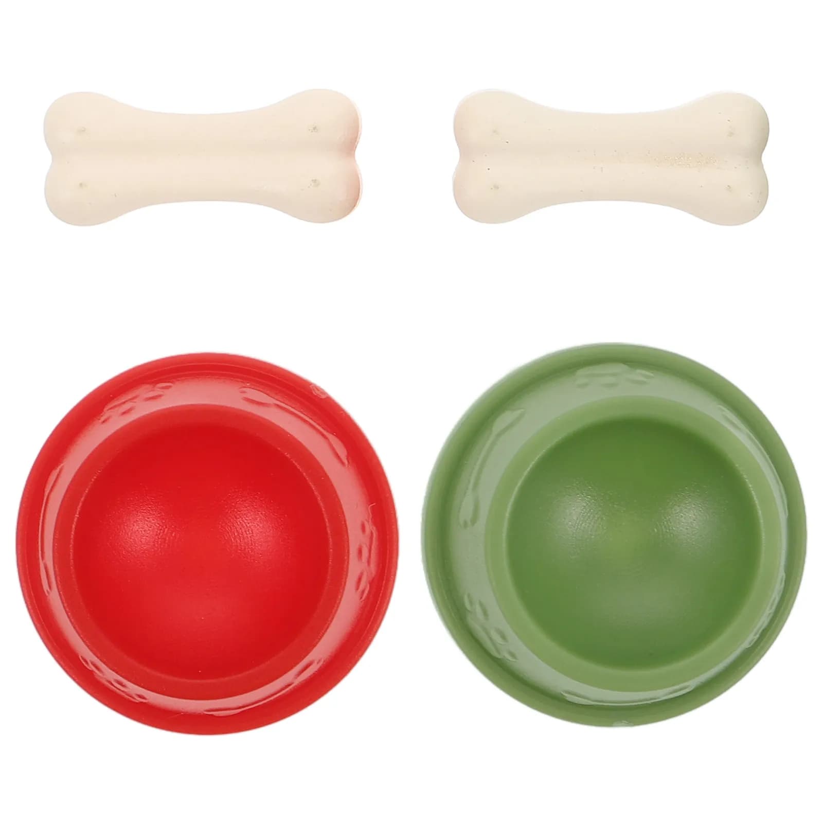 2 set di ciotole per cibo per cani in miniatura, piccoli piatti in plastica per l'alimentazione degli animali, accessori interattivi per la casa delle bambole