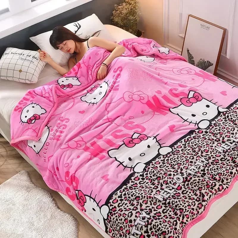 Sanrio hello kitty trapunta ragazza primavera autunno inverno coperta di flanella cartone animato carino lenzuolo trapunta dormitorio per studenti piumino
