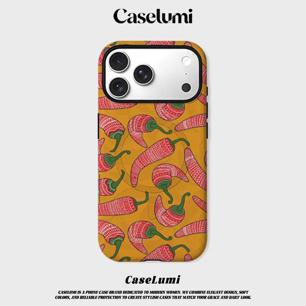 CaseLumi Matte Bumper For Magsafe Case For iPhone 17 16 15 14 Plus 13 Pro Max Shockproof Hard PC Spicy Patterns Cover