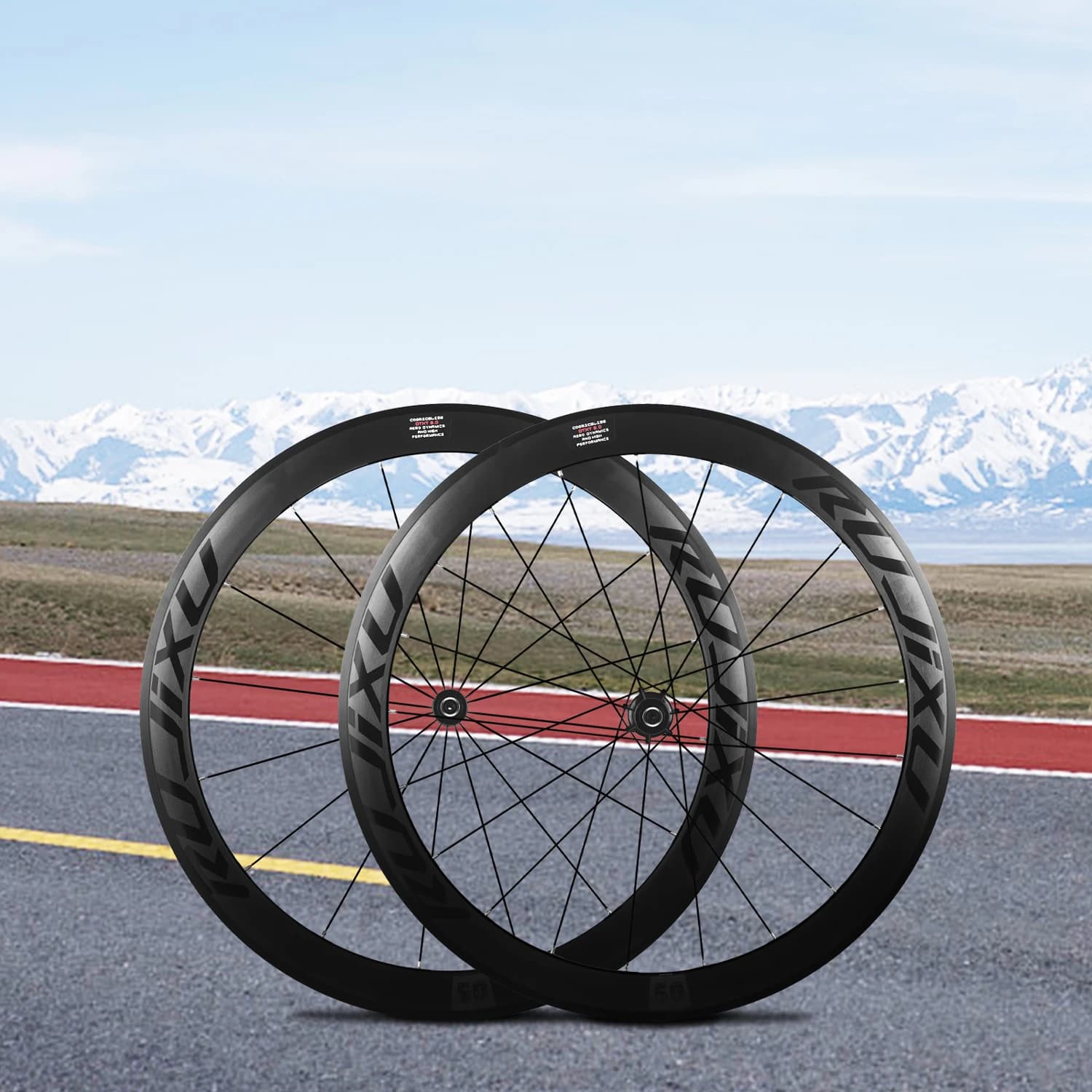 RUJIXU 50mm 700C tubo ultraleggero in fibra di carbonio 120 anelli freno ruota bicicletta da strada doppia lega di alluminio