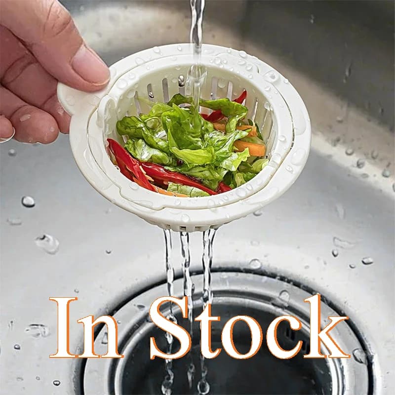 Filtro di scarico per lavello con manico Filtro per lavello con scarico automatico Cestello per collettore di rifiuti alimentari Accessori per lavello da cucina