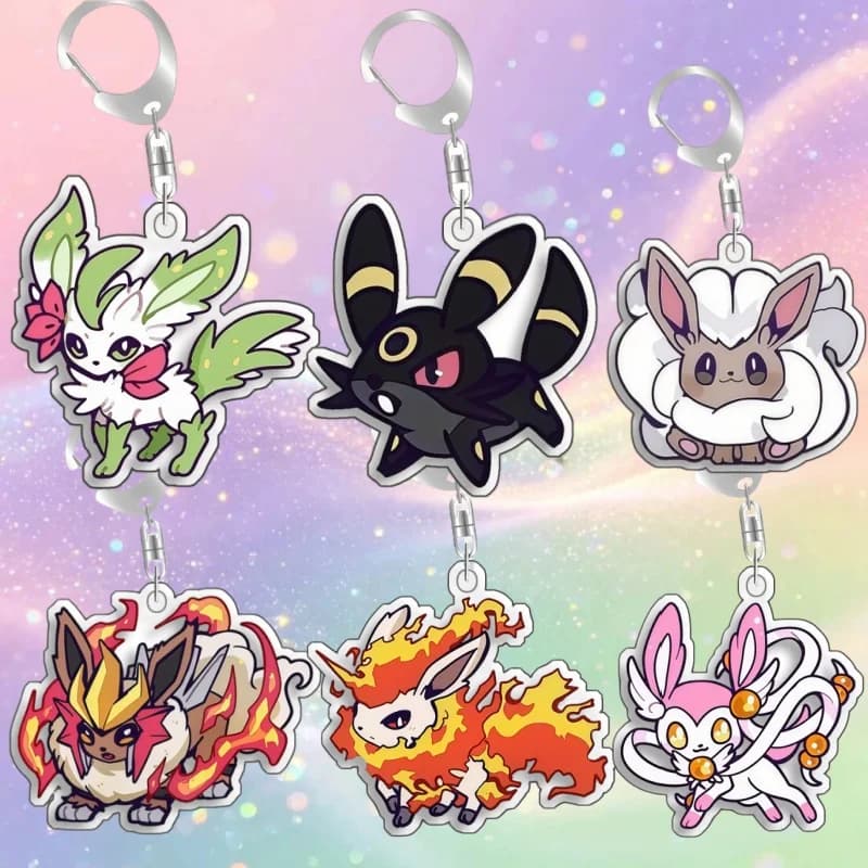 Keychain For Pokemon Leafeon Umbreon Eevee Acrylic Homemade Cartoon Anime Backpack Pendant Decoration Collection Fans Gift 5cm