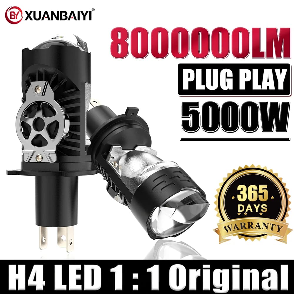 5000W H4/9003/HB2 LED Headlight Bulbs Projector Lens Canbus Super Bright 6000K 800000LM Hi/Low Beam For Car/Motorcycle Plug&Play