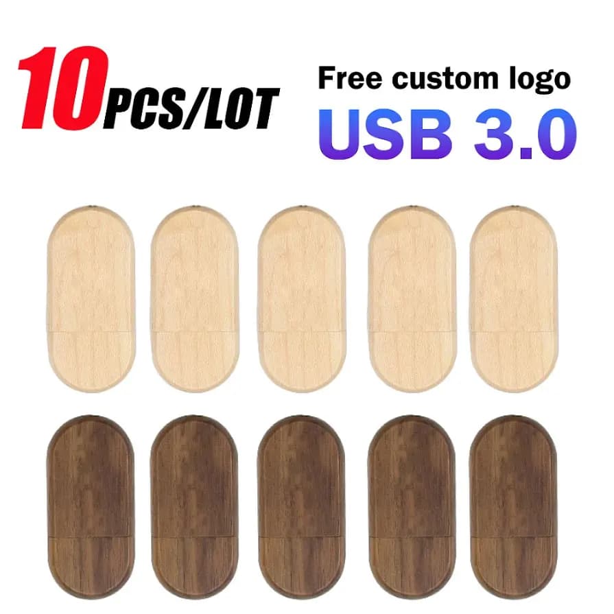 10 Pz/lotto Legno USB 3.0 Flash Drive 64GB Penna usb 128GB Pen Drive U Disco 32GB 16GB 8GB Memory Stick LOGO Libero Fotografia Regali