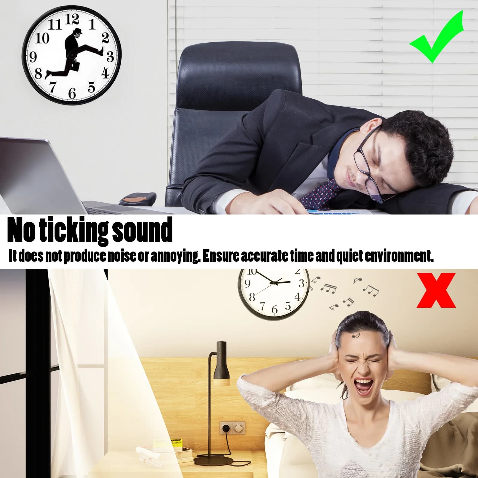 Silly Wall Clocks - Creative Sweep Seconds Silent Funny Wall Watch Clock