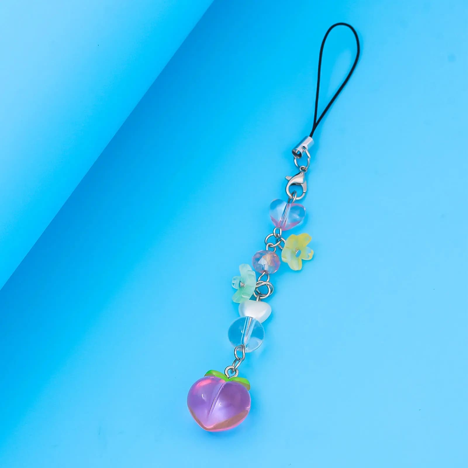 Light Sweet Cute Honey Fishing Keychain Cellphone Charm Cord Beautiful Fruit Bag Chain for Girls Beauty Jewelry Scene Items