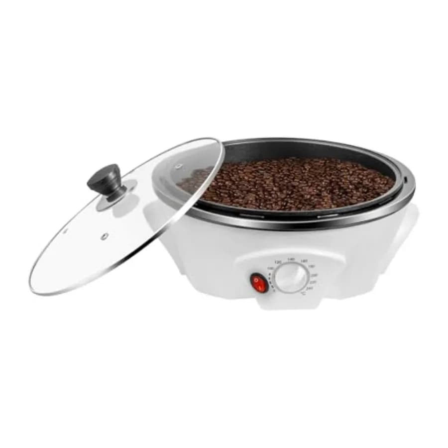 Electric Coffee Roaster, 800W 110V Household Coffee Bean Roaster Machine 0-240℃ Adjustable Temperature Non-Stick for Cafe Shop