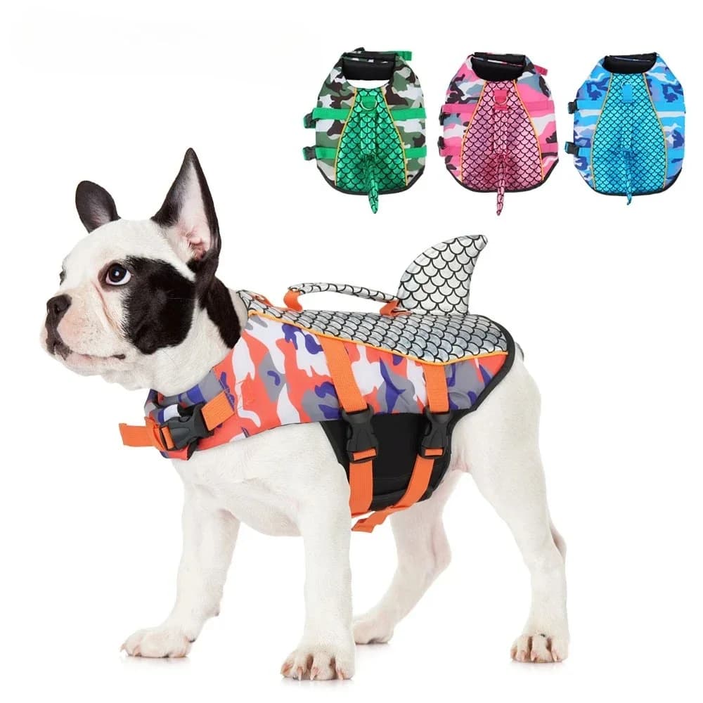 Reflective Scales Dog Swim Life Jacket Pet Vest Dog Swimsuit Outdoor Water Pool Clothes Pet Swimwear Dog Summer Clothes