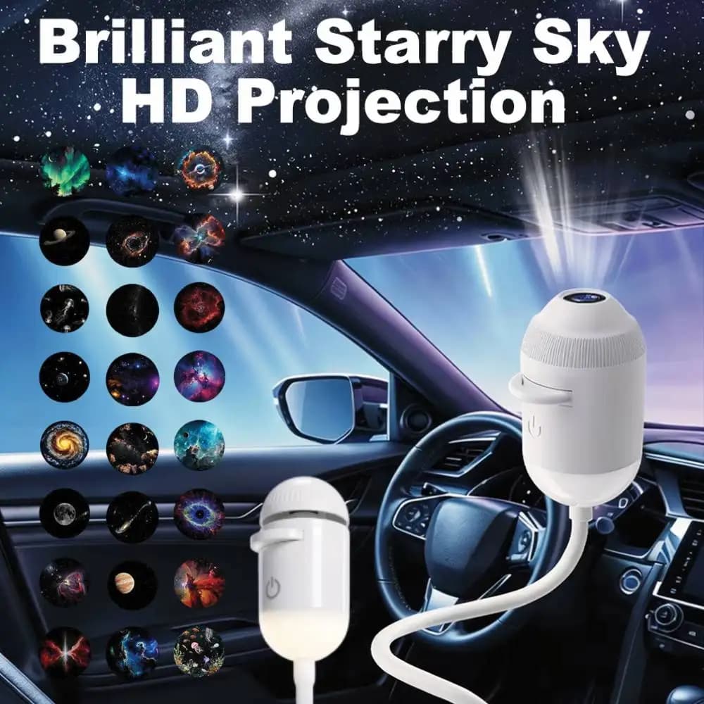 Mini Galaxy Star Projector Night Light Dual Use Romantic Ambient Lamp Starry Sky Ceiling Light for Car Interior Bedroom Decor