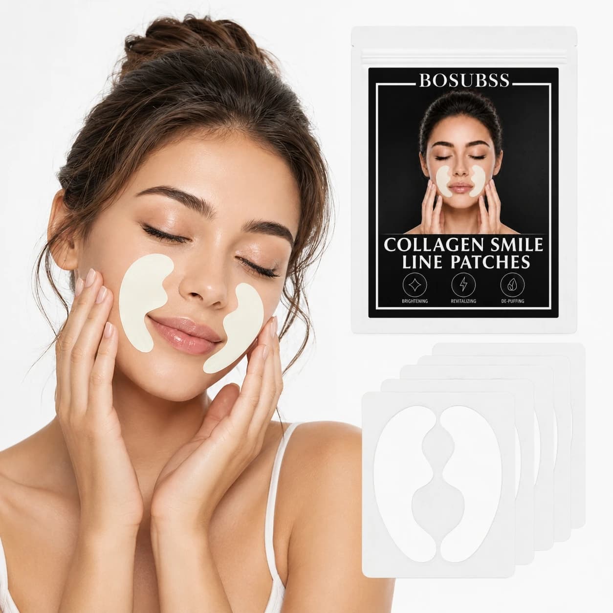 10PCS/5Pairs Collagen Smile Line Patches: Firming, Wrinkle-Smoothing and Unscented Skincare for All Skin Types