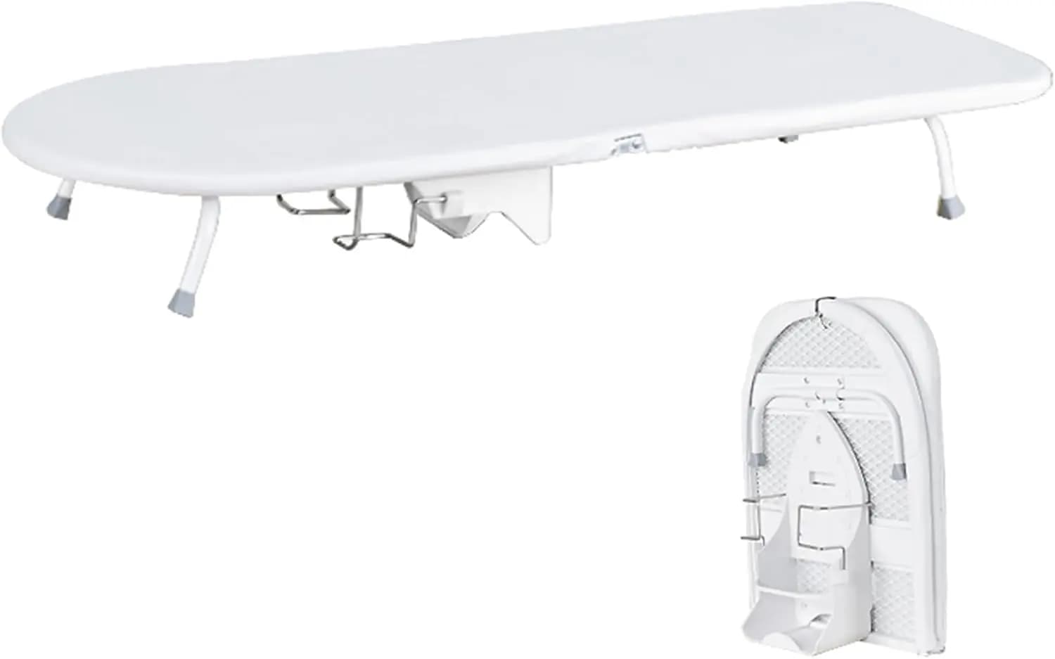Foldable Hanging Ironing Board Table Top With Iron Storage Rack Compact Space Saving White Iron Table