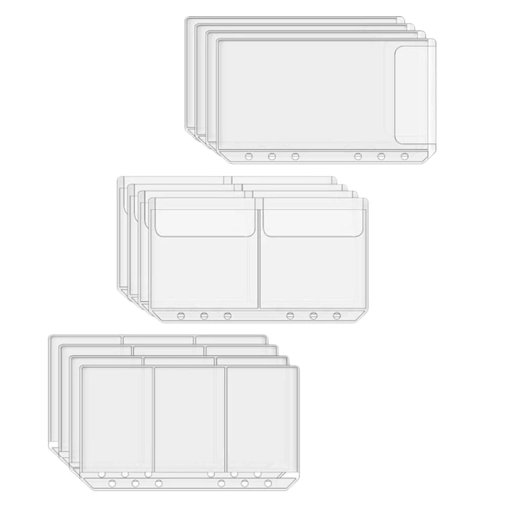 12 pezzi tasche in PVC tasche raccoglitore cartelle raccoglitore buste per carte a fogli mobili borse per archiviazione ricevute buste trasparenti raccoglitore accessori