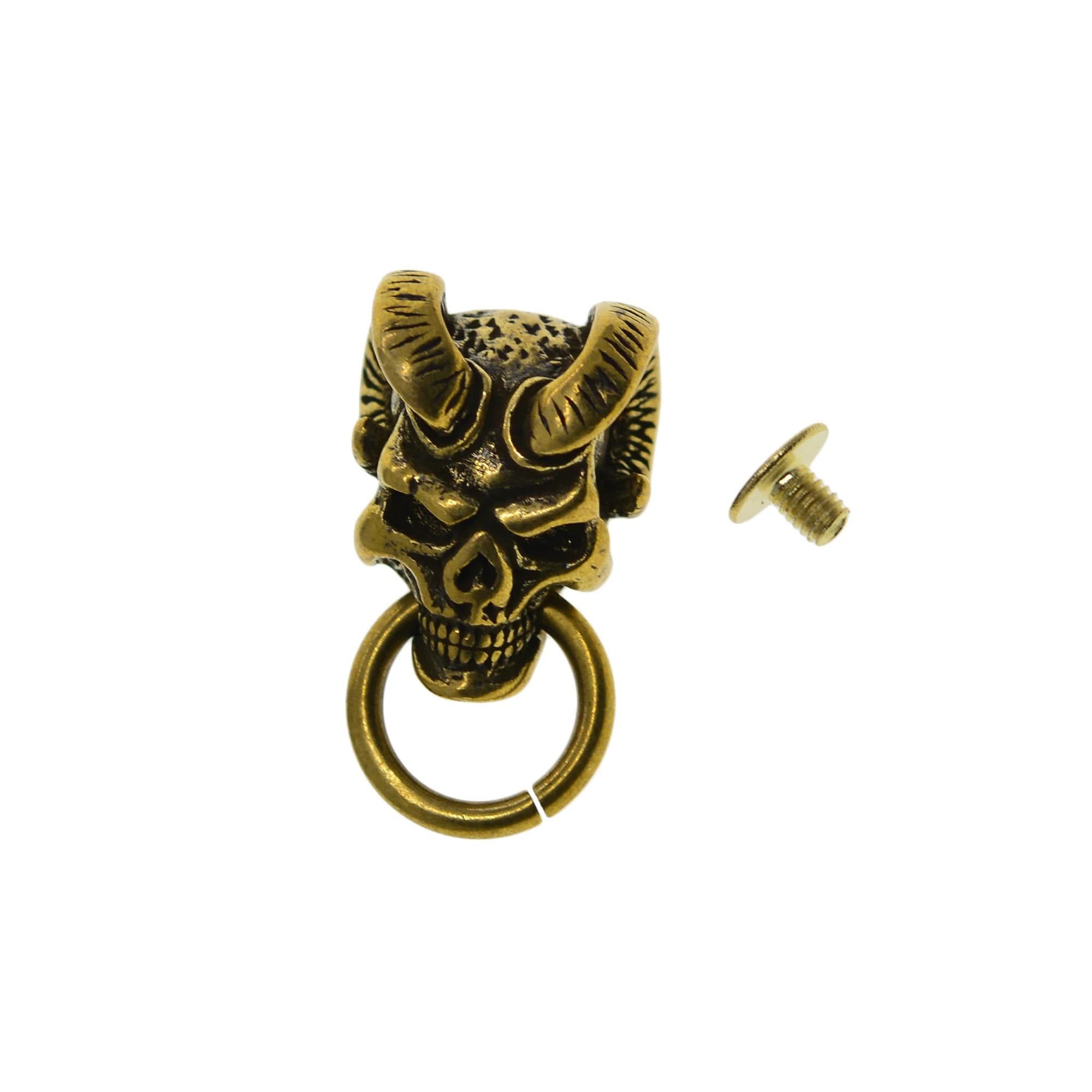 Fine 3D Ottone Hell boy Diavolo Hannya Teschio Vite Chiusura posteriore Concho rivetto Decorazione artigianale in pelle per cintura Sella Coperta Cappelli Portafoglio