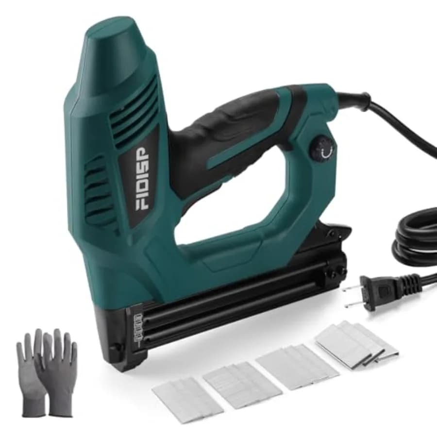 Pistola Sparachiodi Elettrica 18 Gauge 2 in 1, Chiodatrice e Graffettatrice Professionale 120V con 2000 Chiodi e Graffette a Corona per Carpenteria