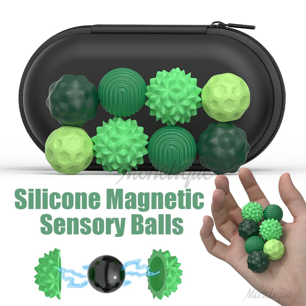 Palline Sensoriali Magnetiche in Silicone, Giocattolo Antistress per Autismo, Calmante per Bambini e Adulti, Allevia Ansia e Stress