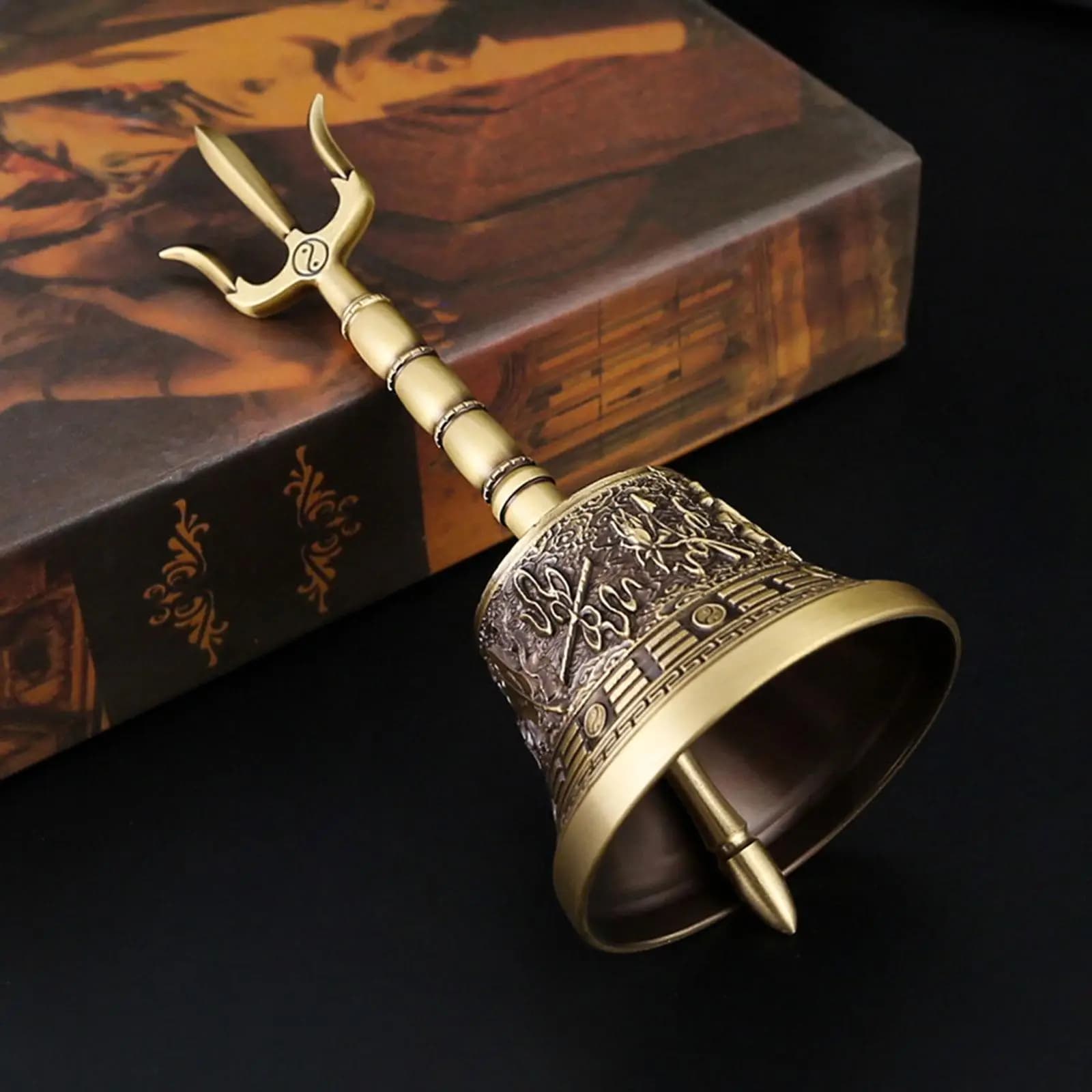 Pray Singing Bowl Hand Bell Sound Professional Pure Brass Ritual Buddhism Taoist Polished Prayer Bell Handbell Meditation Bell