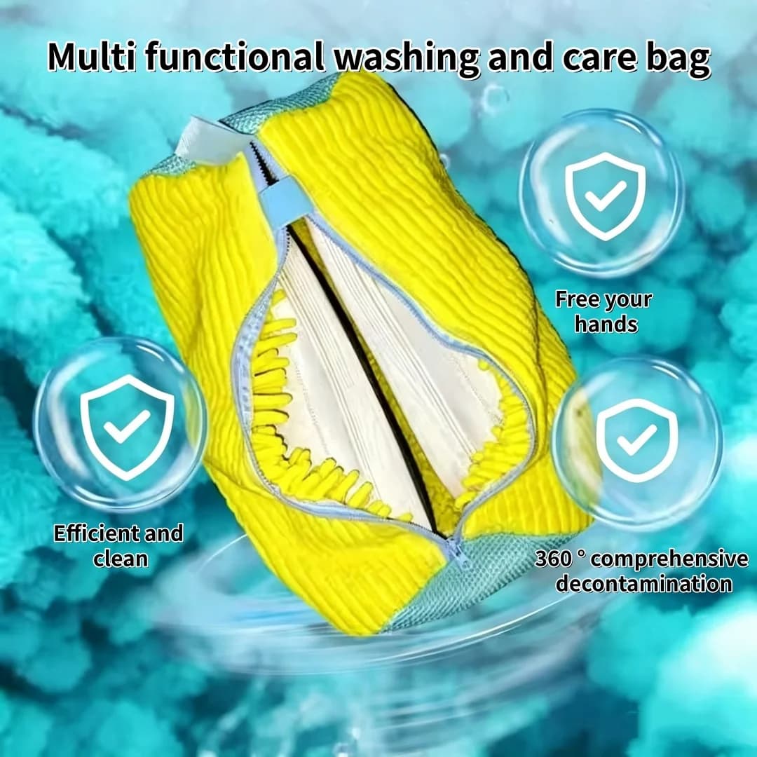 Reusable Shoe Washing Bag, 360° Deep Cleaning, Used for Machine Washing, Protecting Shoes and Washing Buckets, Anti Slip Zipper