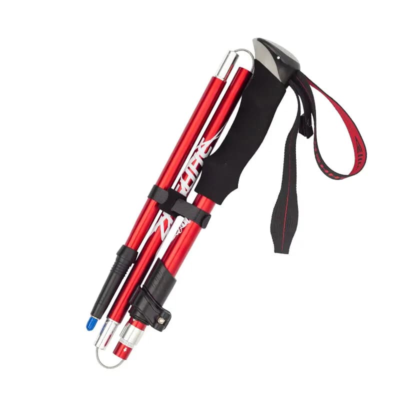 1 Pair Adjustable Ultralight Folding Trekking Poles Aluminum Alloy Hiking Sticks For Camping Mountaineering Backpacking Walking