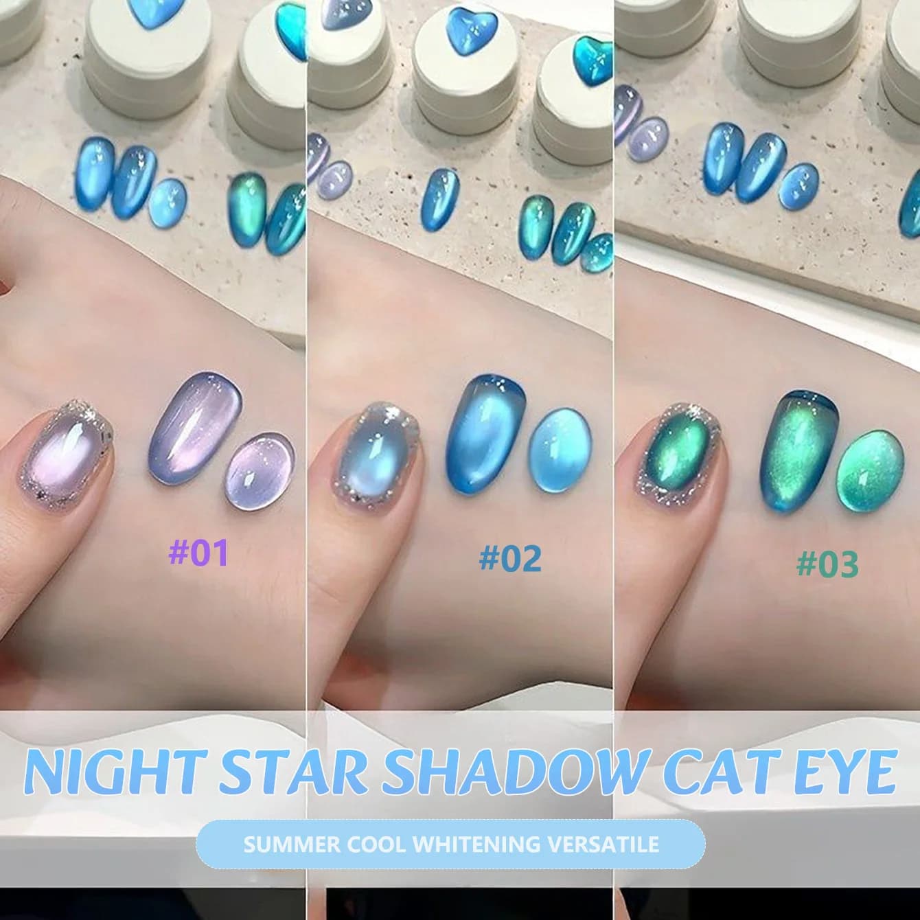 MIANEL 12ML 1PCS 2026 Nuovo Stile Popolare Smalto Gel Magnetico Occhio di Gatto con Perline di Vetro Blu Verde per Unghie Estive Effetto Sbiancante
