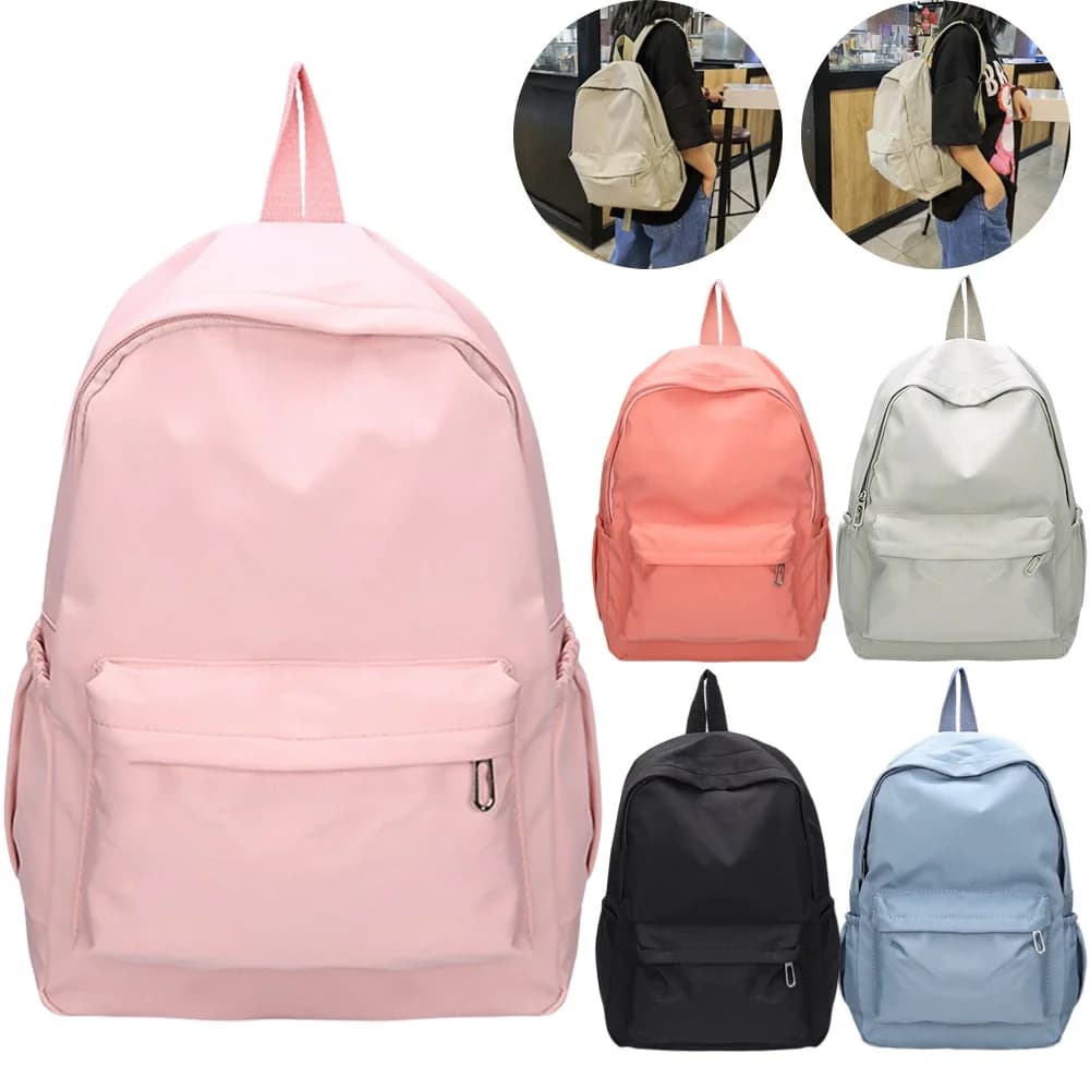 Borsa a tracolla in tinta unita preppy Zaino da scuola in nylon Borsa da scuola bianca per adolescenti coreani Zaino da viaggio sportivo per donna