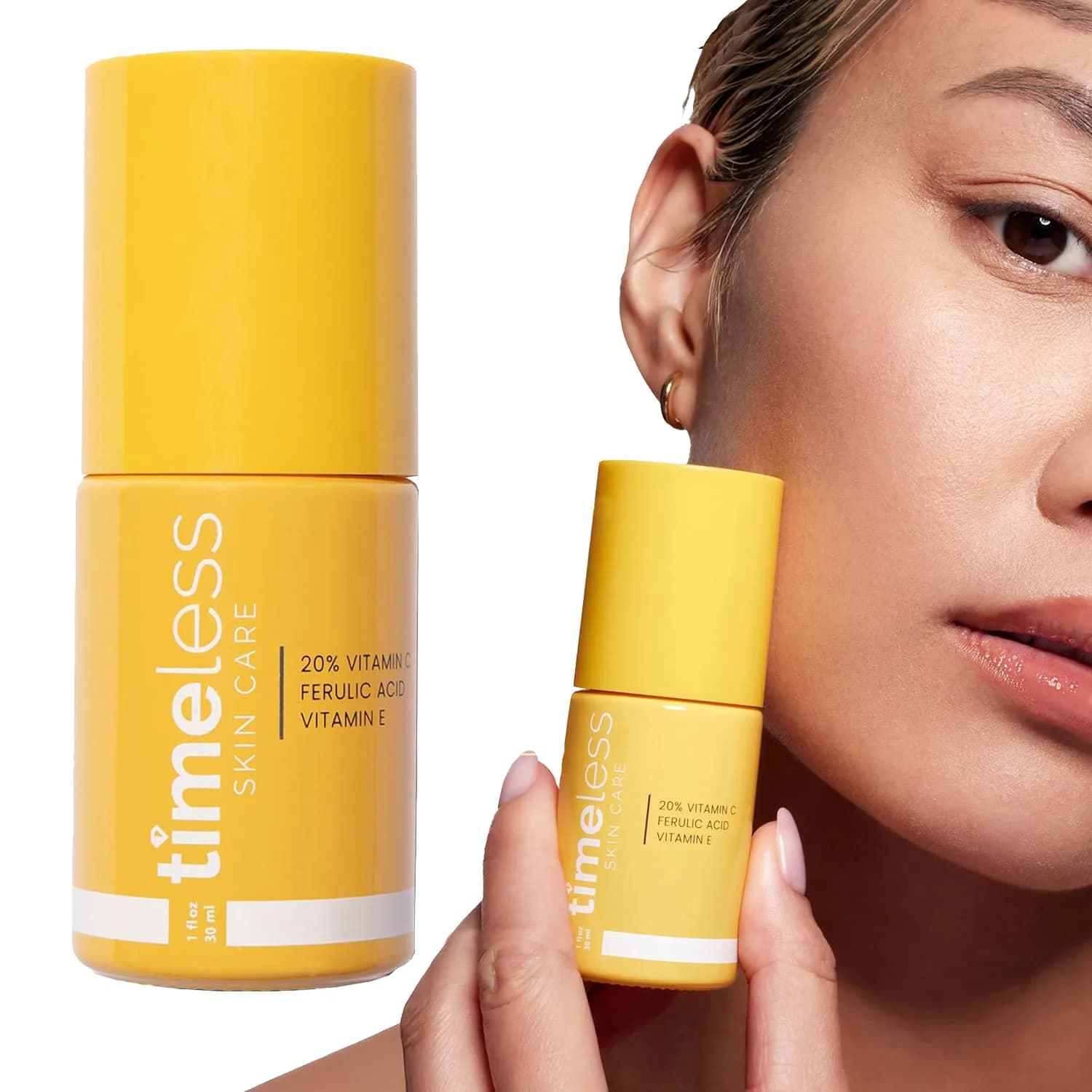 Essenza Viso Idratante Senza Tempo con 20% Vitamina C e Acido Ferulico, Illuminante, Uniformante, Stimolante del Collagene e Rassodante