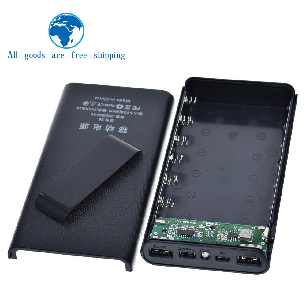 1/3 Pezzi Power Bank Portatile 5V 6x18650, Scatola Batteria DIY con USB Type-C e Micro USB, Ricarica Rapida per Telefoni Cellulari