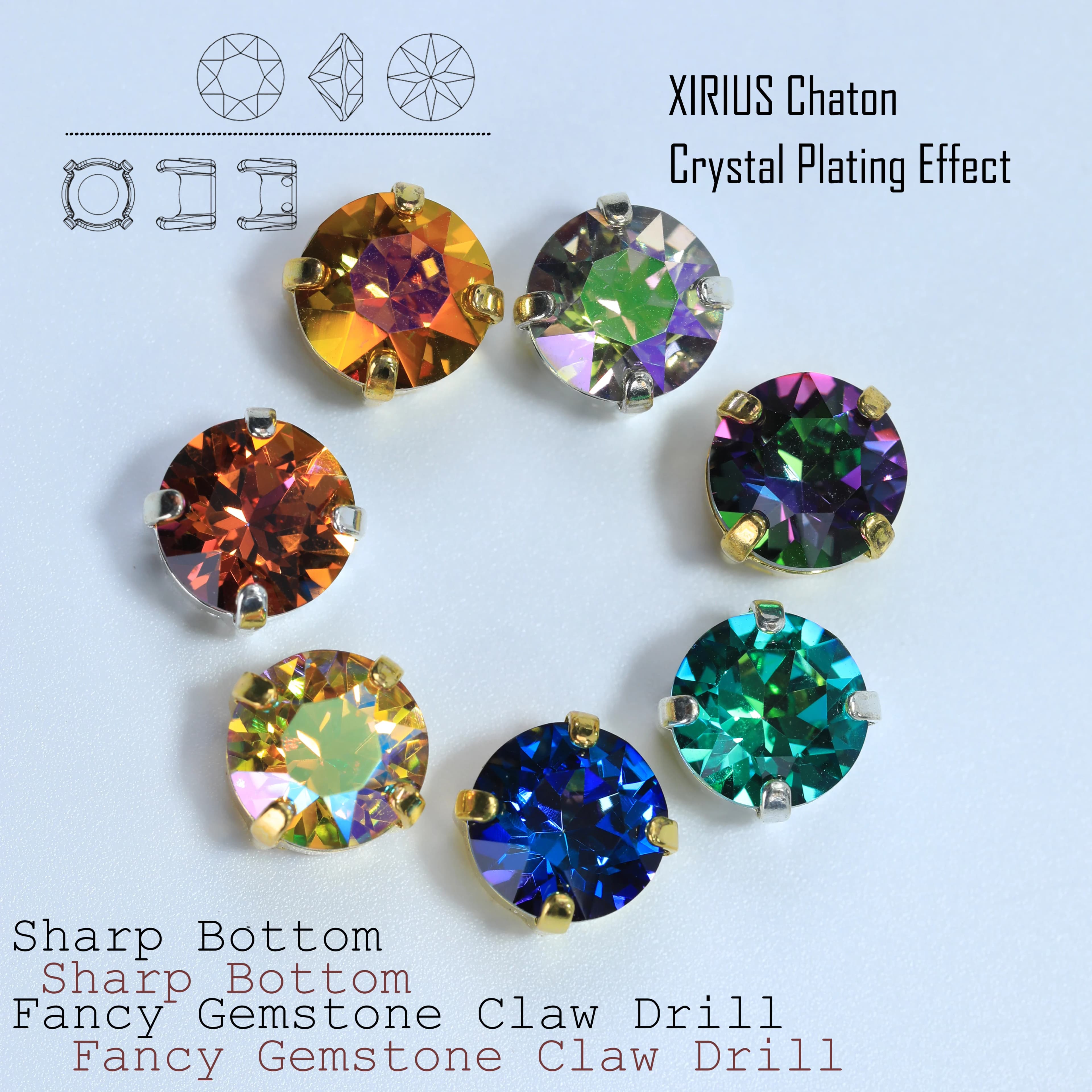 XIRIUS Chaton Set di artigli fantasia con fondo affilato Strass Effetto placcatura in cristallo Accessorio fai da te ad alta lucentezza per scarpe da sposa