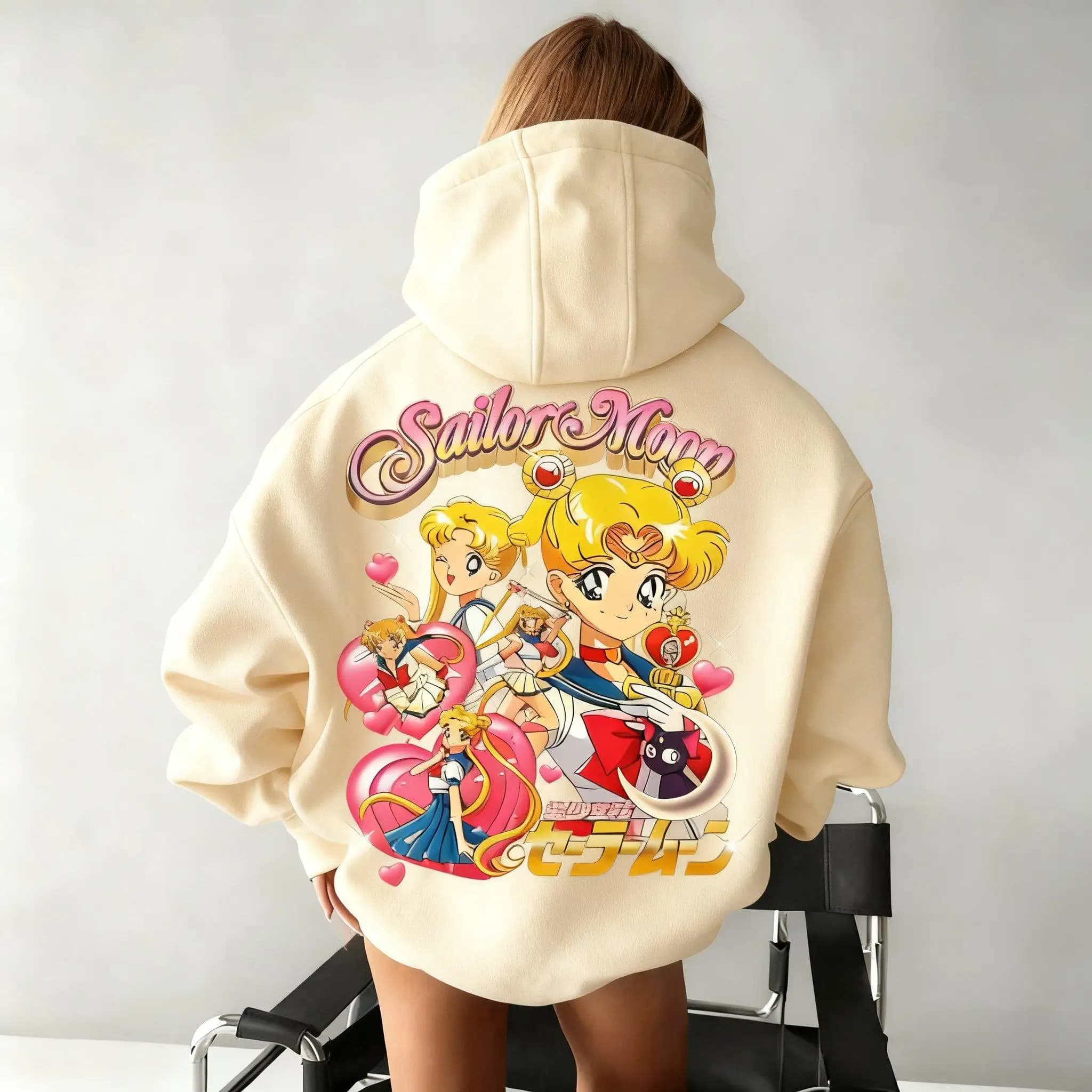 Felpa con cappuccio oversize Sailor Moon uomo donna pullover felpa stampa anime casual streetwear giacca cosplay primavera autunno Y2k top