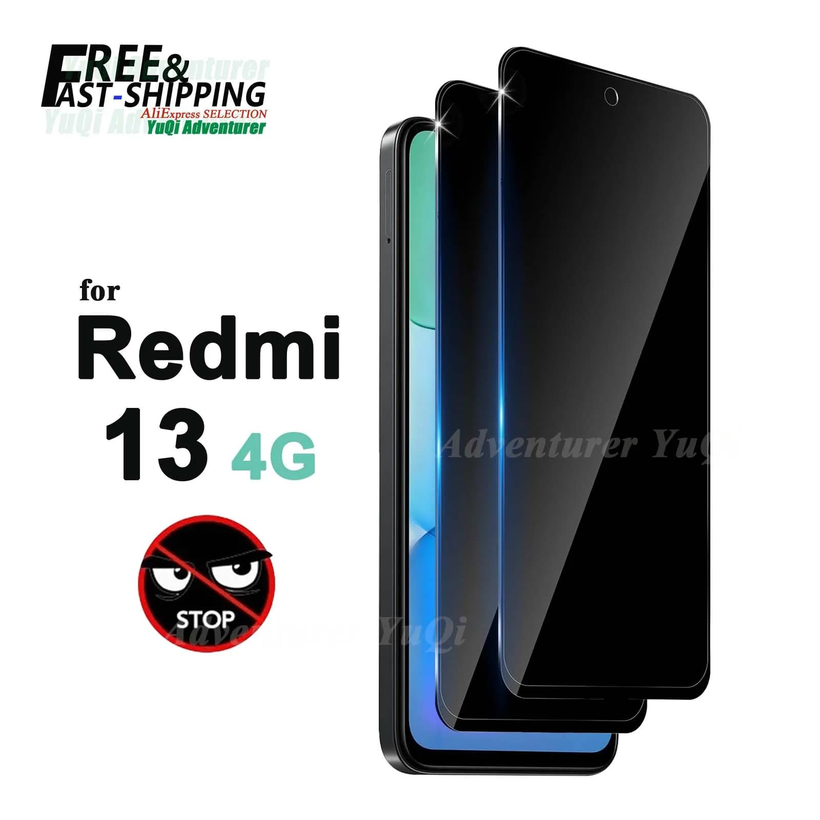 Proteggi schermo anti-spia per Xiaomi Redmi 13 4G Privacy Vetro temperato 9H Anti Peep Scratch Alluminio alto