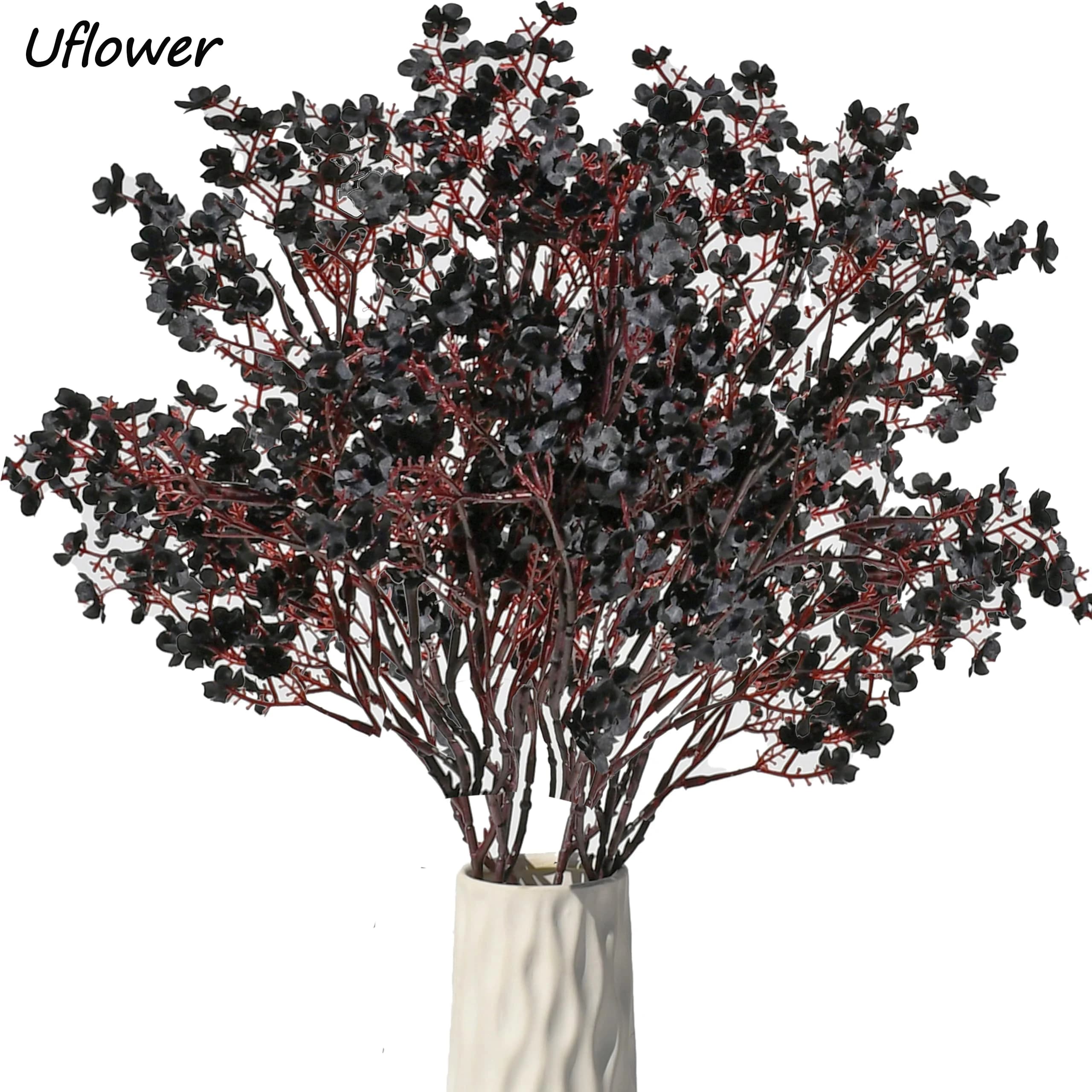Fiori artificiali neri Fiori di ciliegio Gypsophila Piante finte Bouquet da sposa fai da te Vasi per la decorazione domestica Ramo di Natale finto