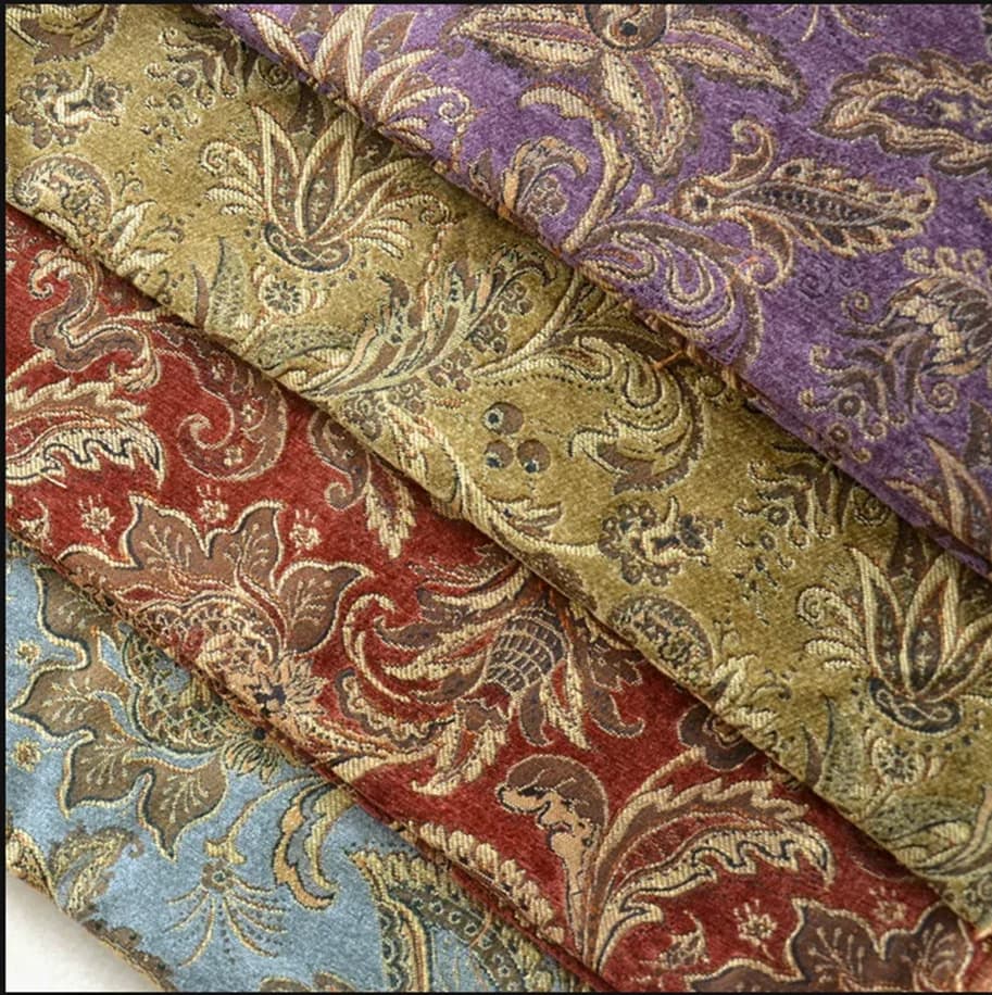 Chenille Classical Jacquard Fabric Flower Striped Home Decoration Fabric for Interior Design