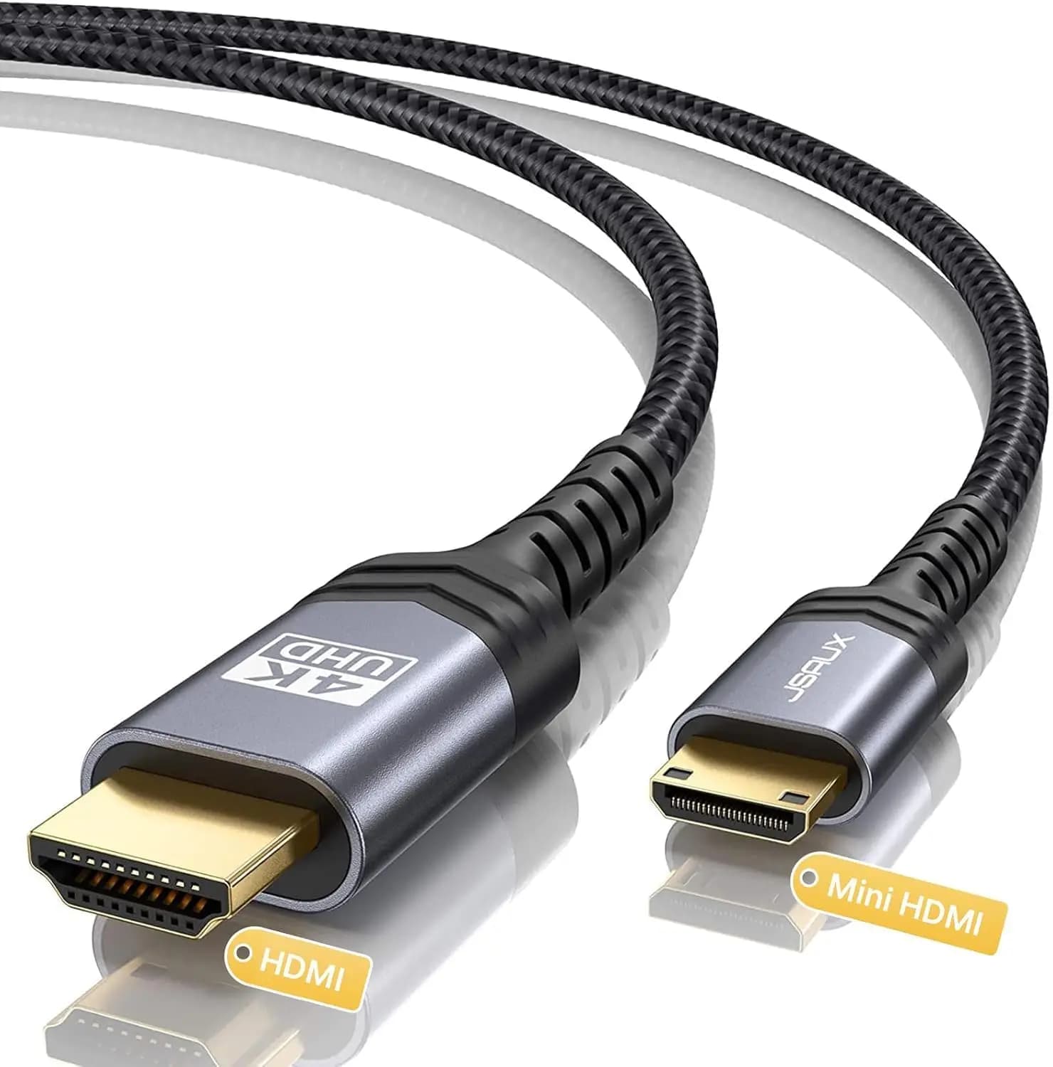 Cavo Mini HDMI a HDMI 6FT, 4K 60Hz, con Rivestimento in Alluminio Intrecciato, per Fotocamera, Tablet, Laptop