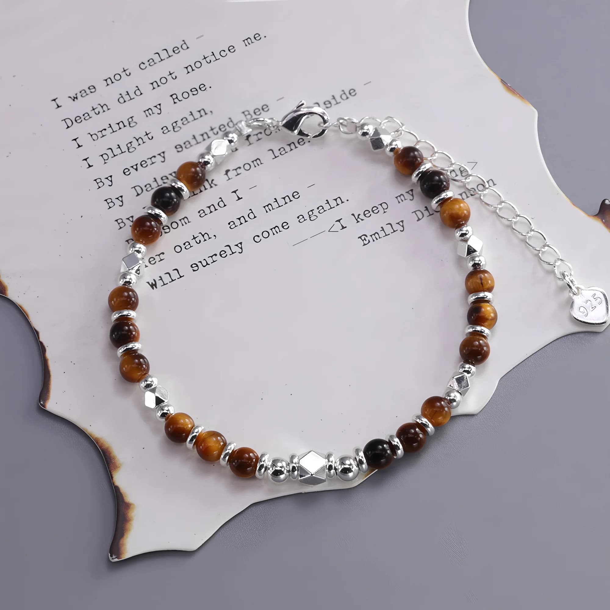 Sam Panda 925 Sterling Silver Tiger's Eye Bracelet For Women Gorgeous Retro Beads ExquisiteTemperament Jewelry Dropshipping