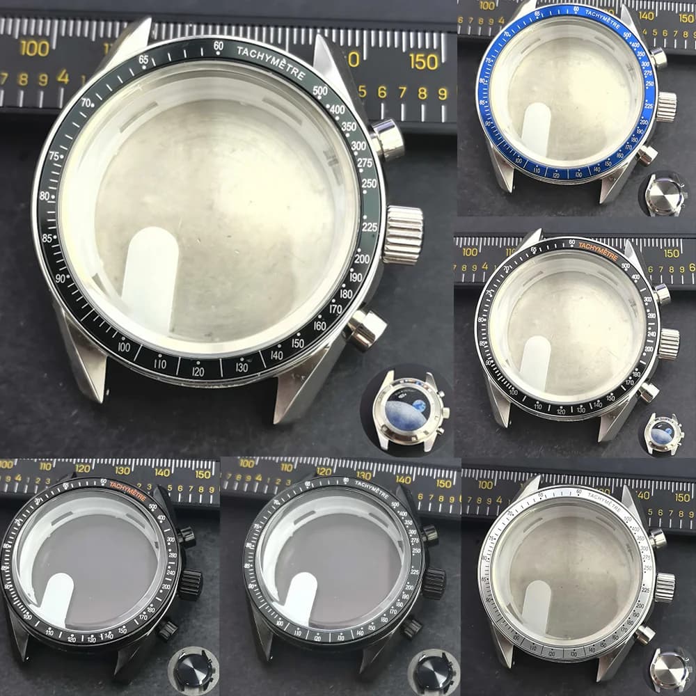 39.7 mm VK63 Case Lunar Metal Case 32.5 mm Movement VK63 Case Chronograph Bezel Men's Watch Lunar With Back Sealed