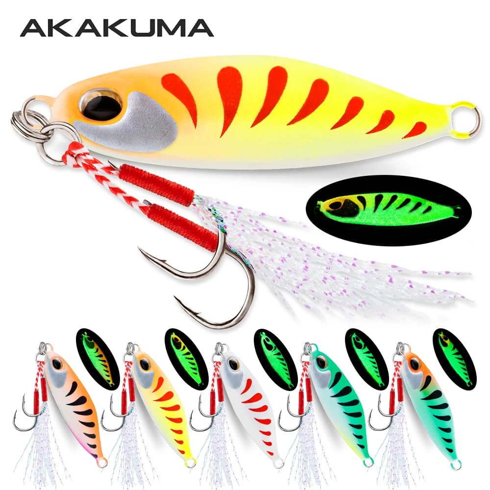 5 pezzi Jig Bait 7G/10G/15G/20G esca affondante occhi 3D esca per colata di metalli esca jigging luminosa con doppi ganci per trota spigola