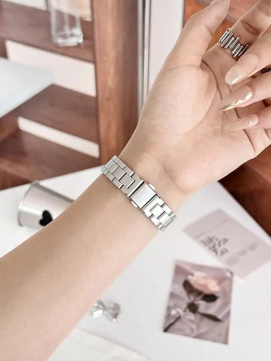 1pc Women's Starry Stainless Steel Watch Band, Compatible With 49mm 46mm 45mm 44mm 42mm 41mm 40mm 38mm, Business Fashionable