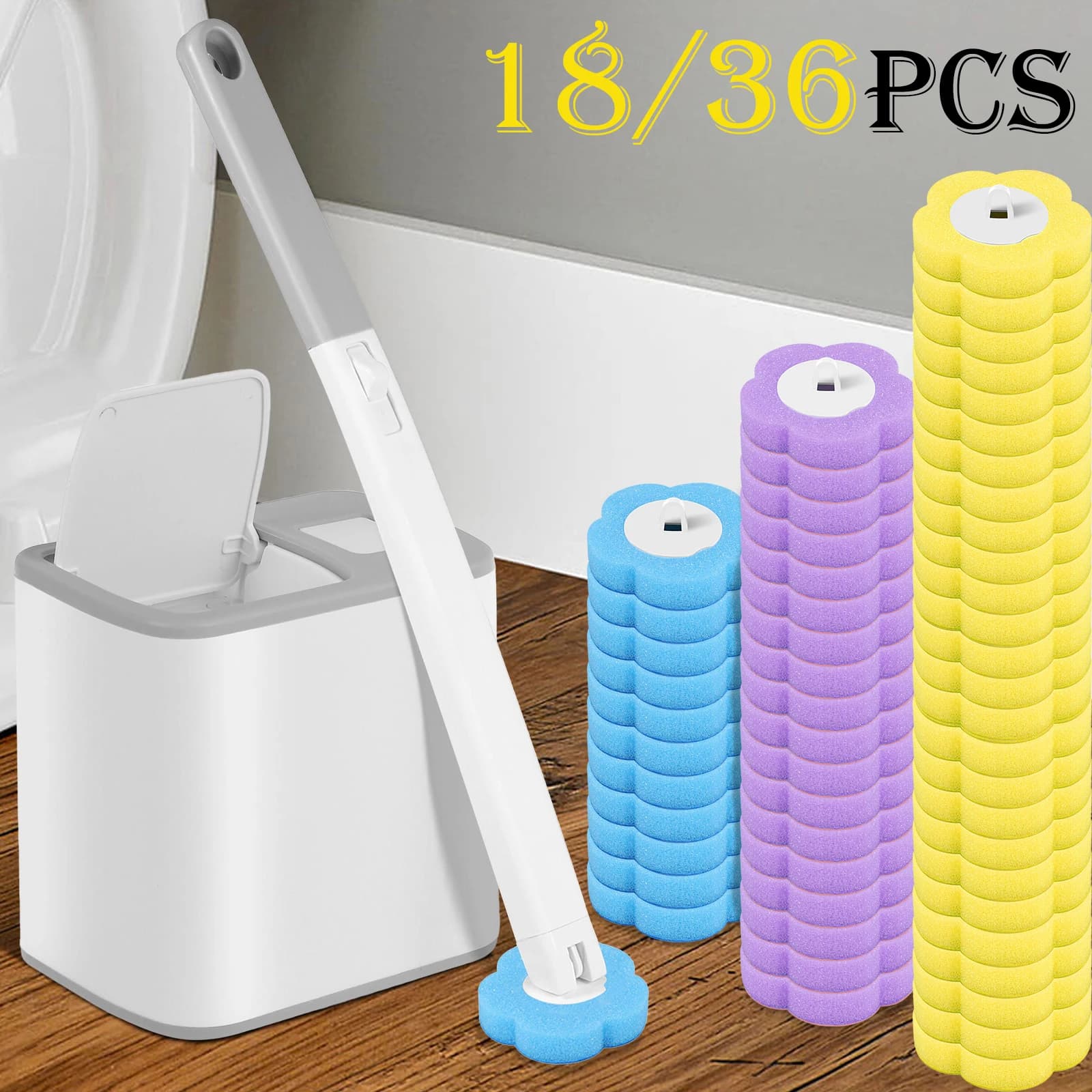 18/36 Spare Parts for WC with disposable spare heads kit update long brush handle for cleaning bathroom for home accessories