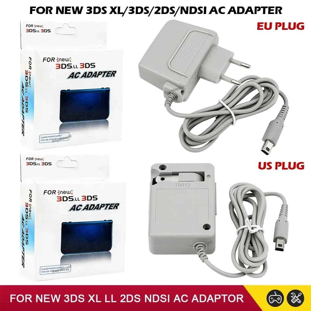 For NEW 3DS XL LL AC Power Supply For DSi XL 2DS 3DS Gaming Console Charger AC Adapter 100V-240V EU US Plug